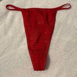 NWOT Age Group Intimates Sheer Strappy Striped Red Thong